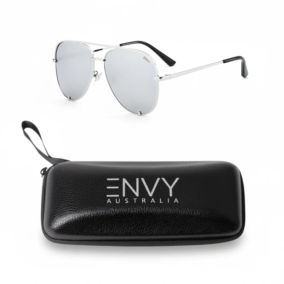 Iconic Silver Aviator Sunglasses. Envy Sunglasses