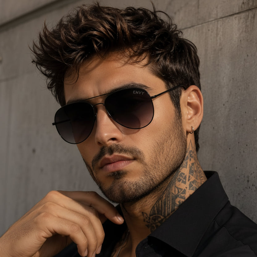 Iconic Black Aviator Sunglasses | Polarized UV400 | 2 Colours. Envy Sunglasses